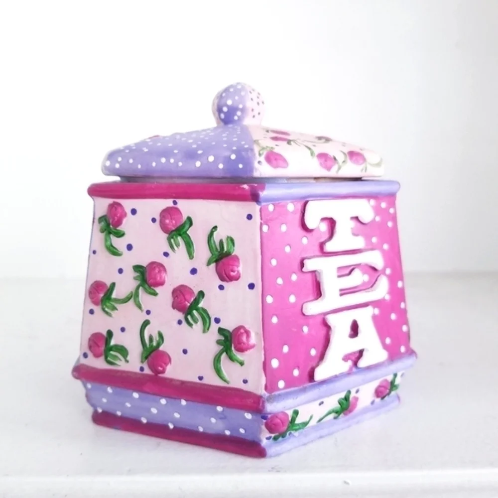 Ceramic Tea Canister Vintage Sweet Shabby Chic LoveShack Fancy Floral Coquette